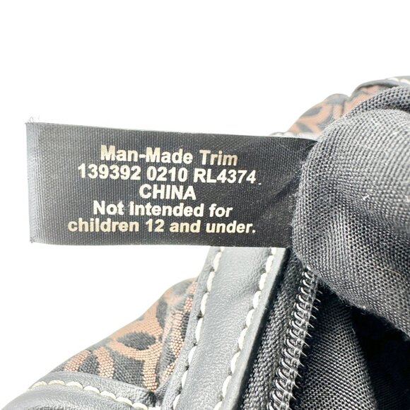 Relic Brown Geometric Pattern Handbag Black Faux Leather Trim Double Handles - Picture 6 of 12